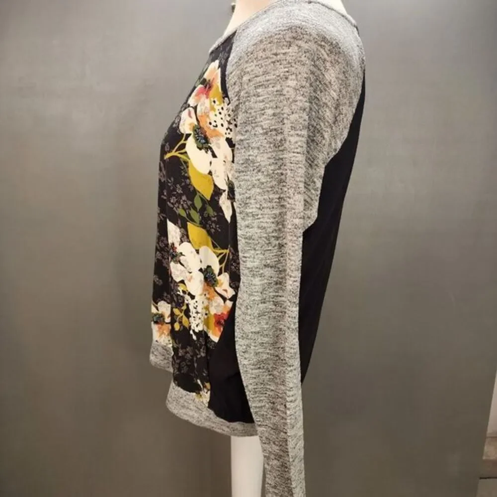 Kut from‎ the Kloth Floral Benter Mixed Material Long Sleeved Top -Size Large